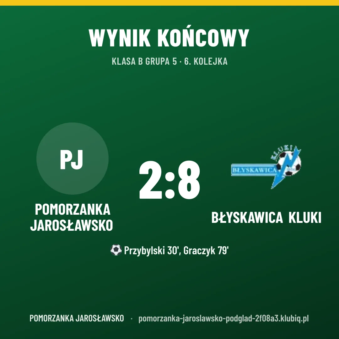 Pomorzanka Jarosławsko 2:8 Błyskawica Kluki