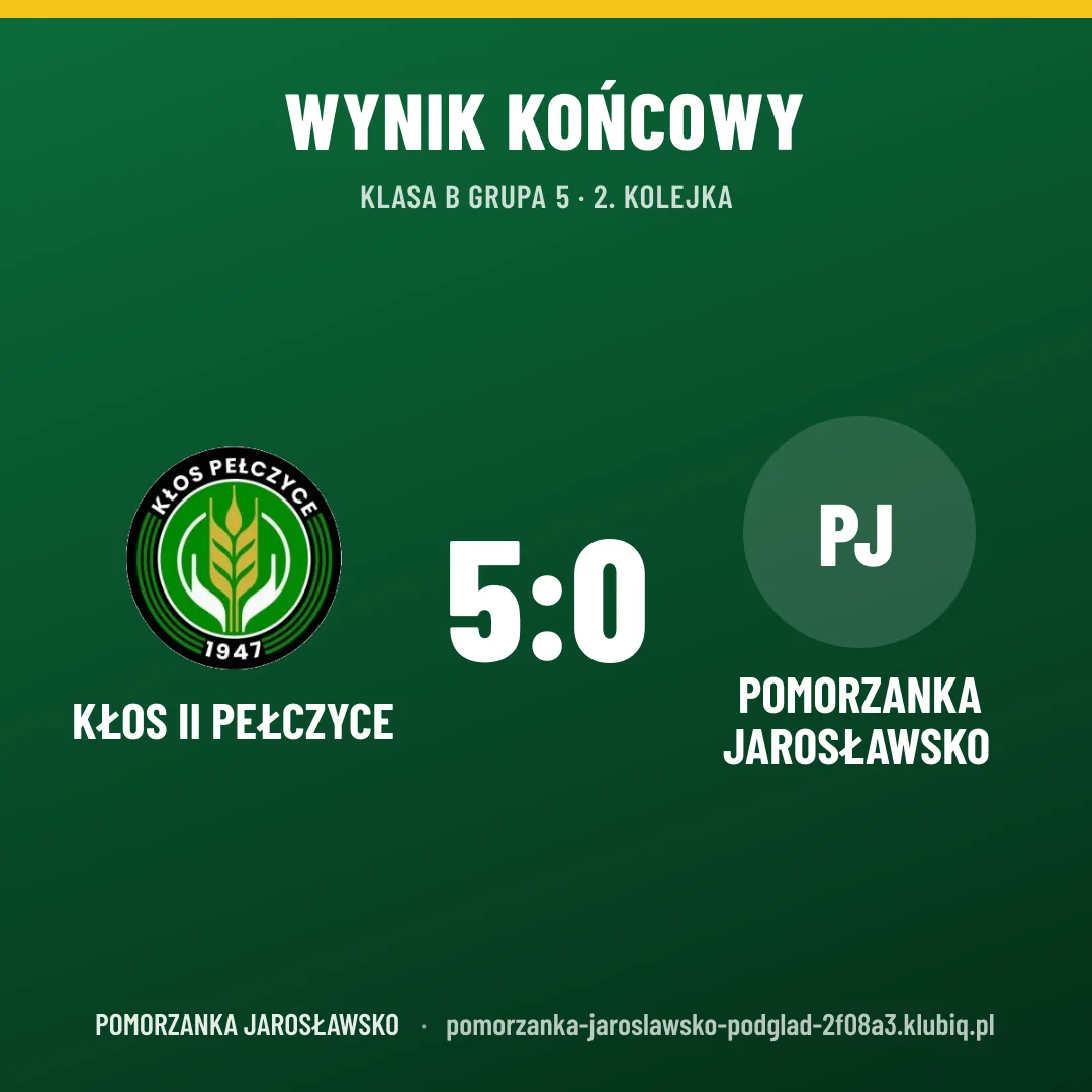 Kłos II Pełczyce 5:0 Pomorzanka Jarosławsko